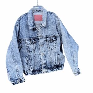 Vtg 80s JCPenney Weekender Acid Wash Denim Trucker Jacket Made in USA Size 44